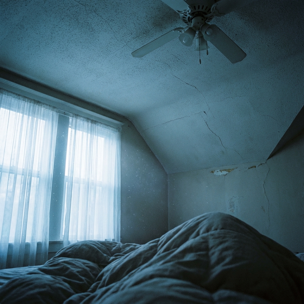 Looking up at the ceiling