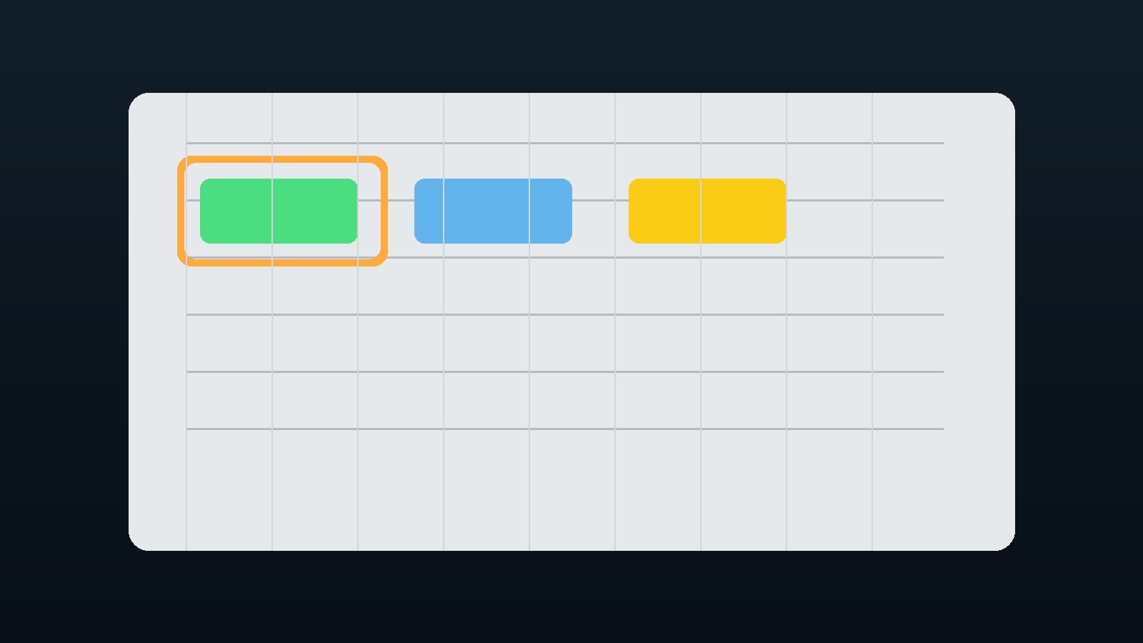 Minimal workspace with weekly map and highlighted first block