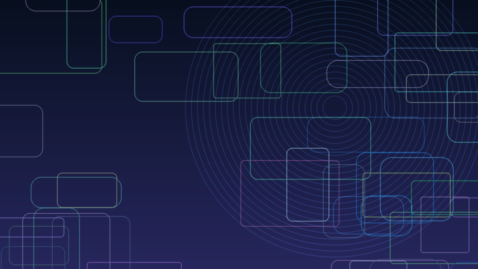 레이어가 정돈된 패널과 하나의 실행 경로만 강조된 네온 추상 그래픽, 인물 없음