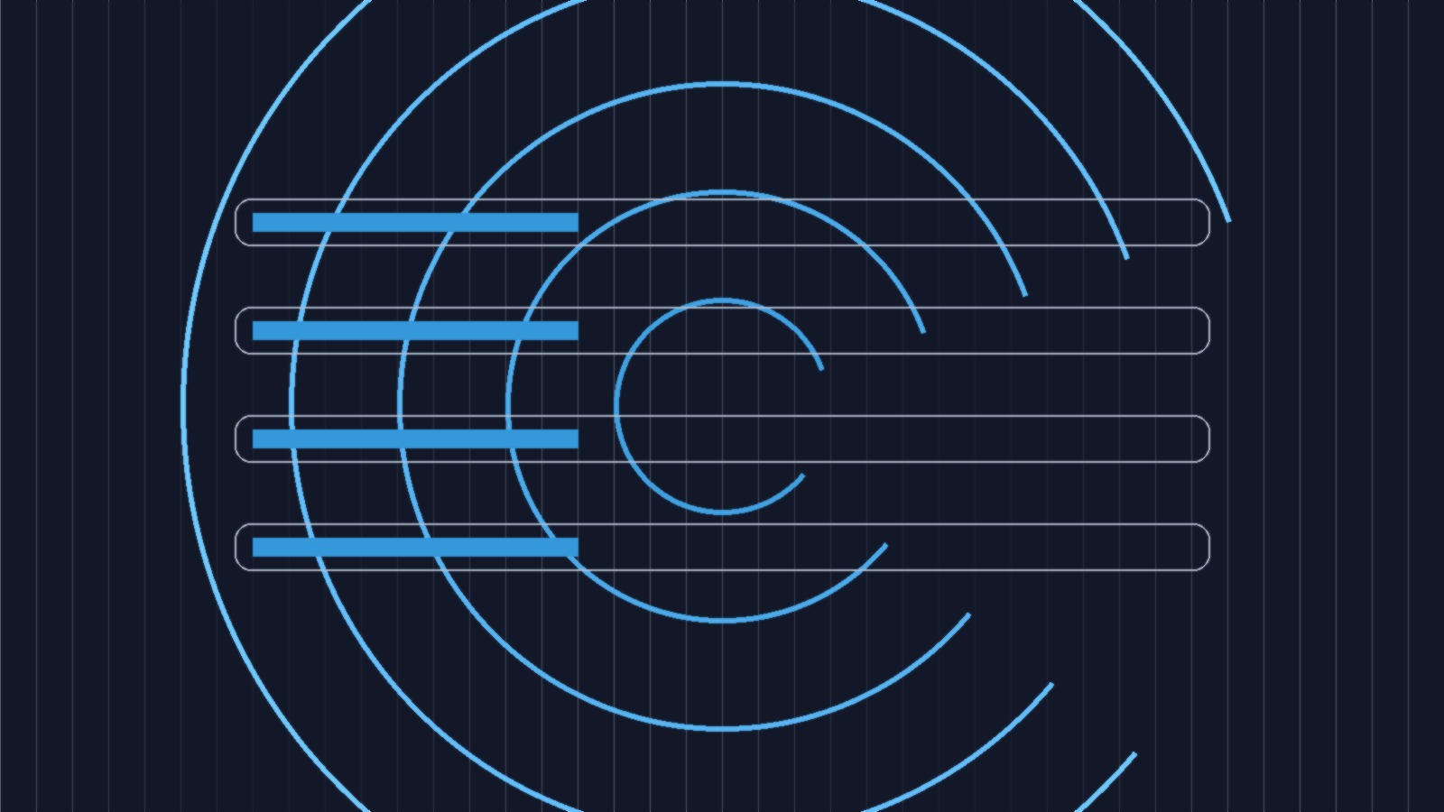 한 방향으로 이어지는 라인과 단계별 체크포인트가 있는 추상 다이어그램, 인물 없음